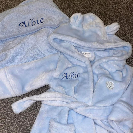 Baby dressing gown and towel bundle